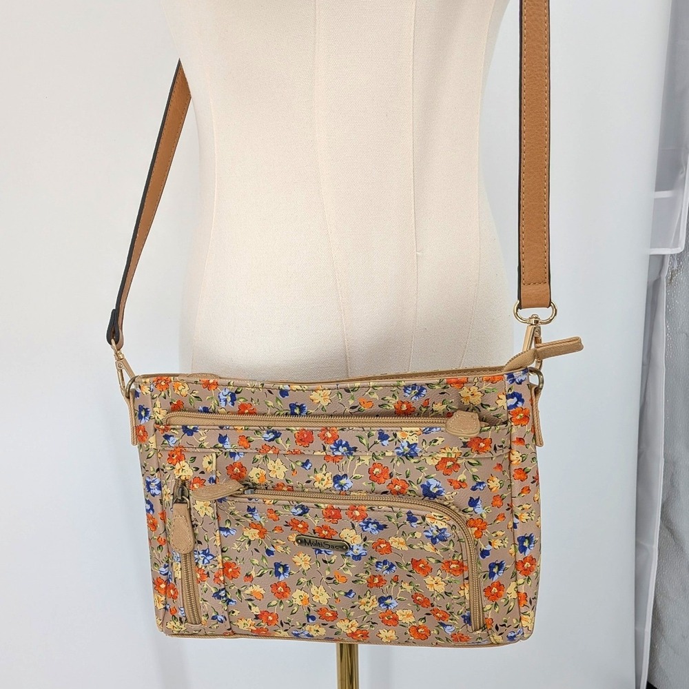 Floral‎ Cottagecore Crossbody Bag MultiSac Neutral Print Adjustable Strap
